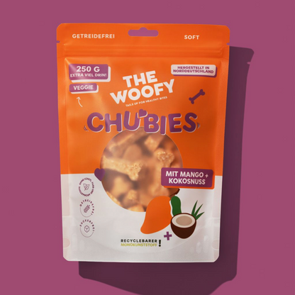 Vegetarischer Mango Kokos Hundesnack von The Woofy